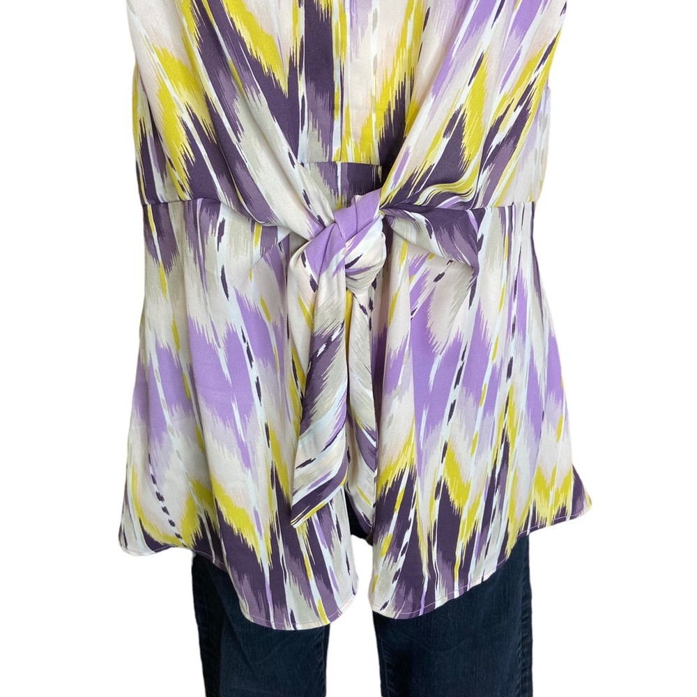 TORRID Peplum Tank Top Georgette Tie Front Cami Abstract Size 00 - Picture 4 of 13